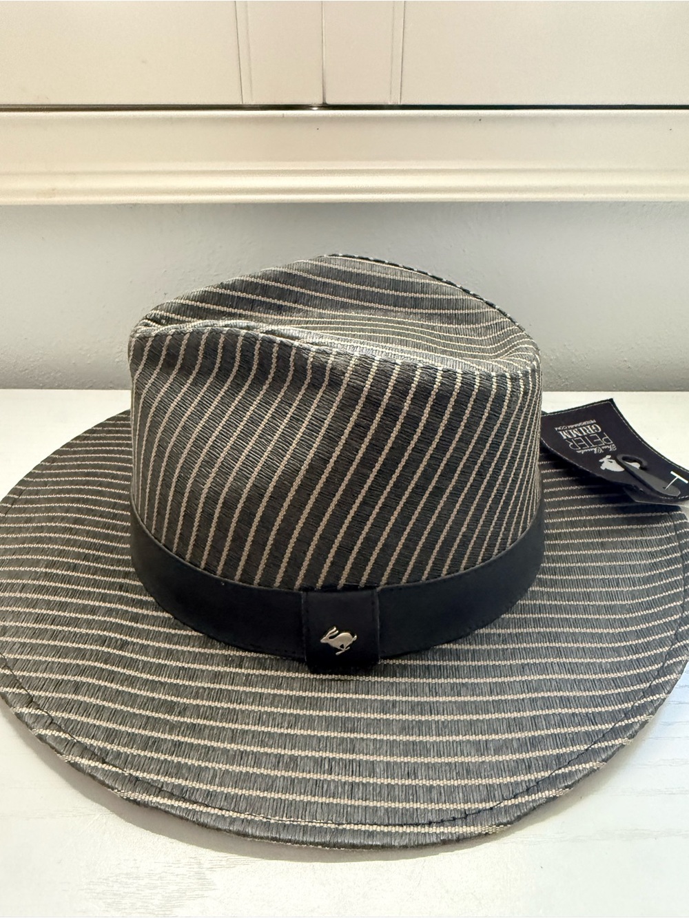 NWT Peter Grimm True Character Nicole Fedora O/S Black White Striped